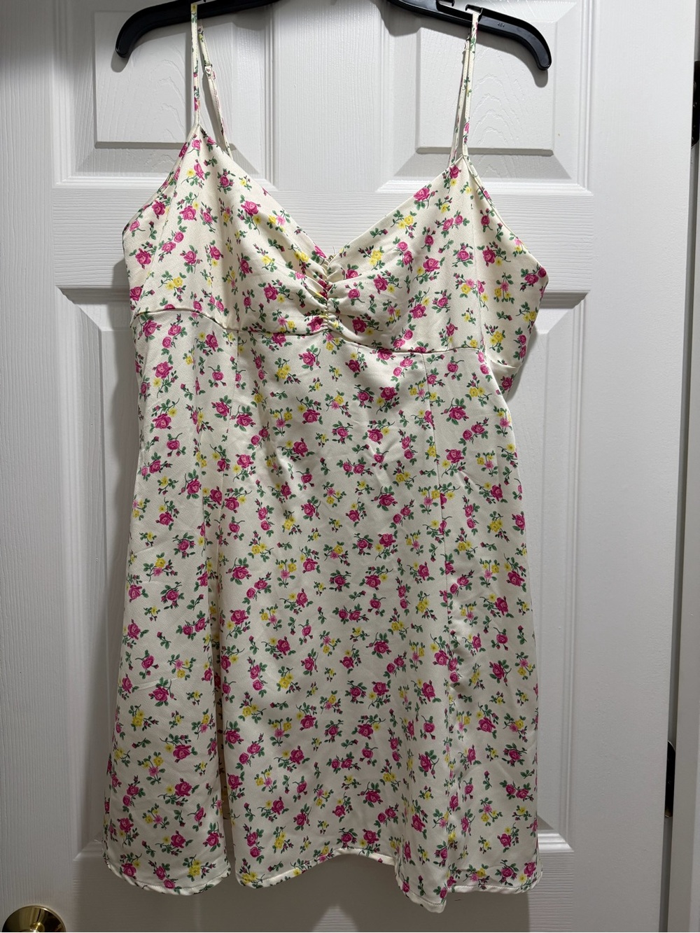 Aeropostale Cream Floral Slip Dress with Pink & Green Flowers